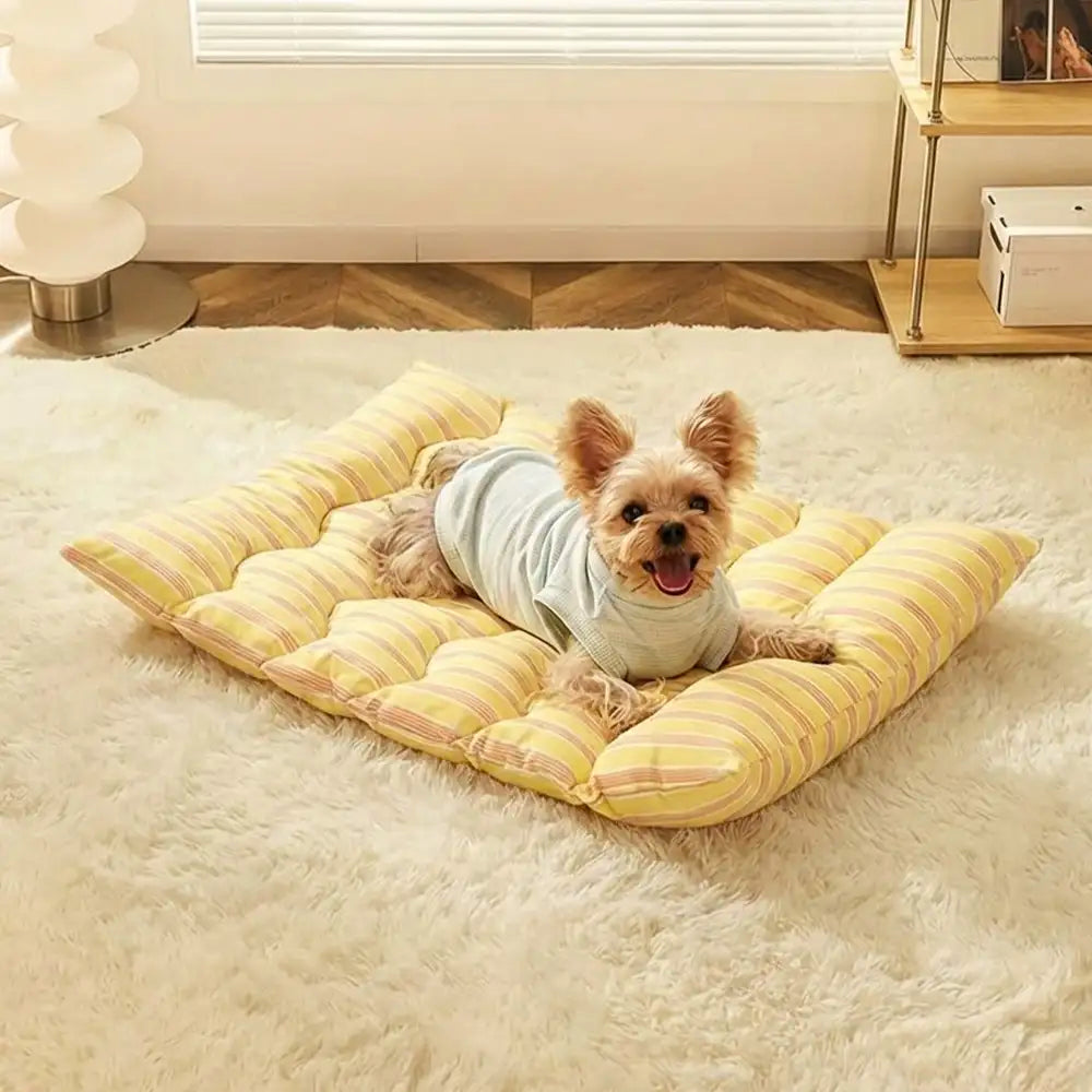 Color-Blocked Striped Breathable Double-Sided Soft Pet Mat