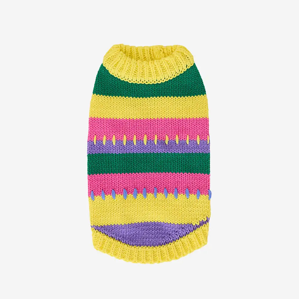 Color Blocked Striped Dachshund Sleeveless Dog Sweater