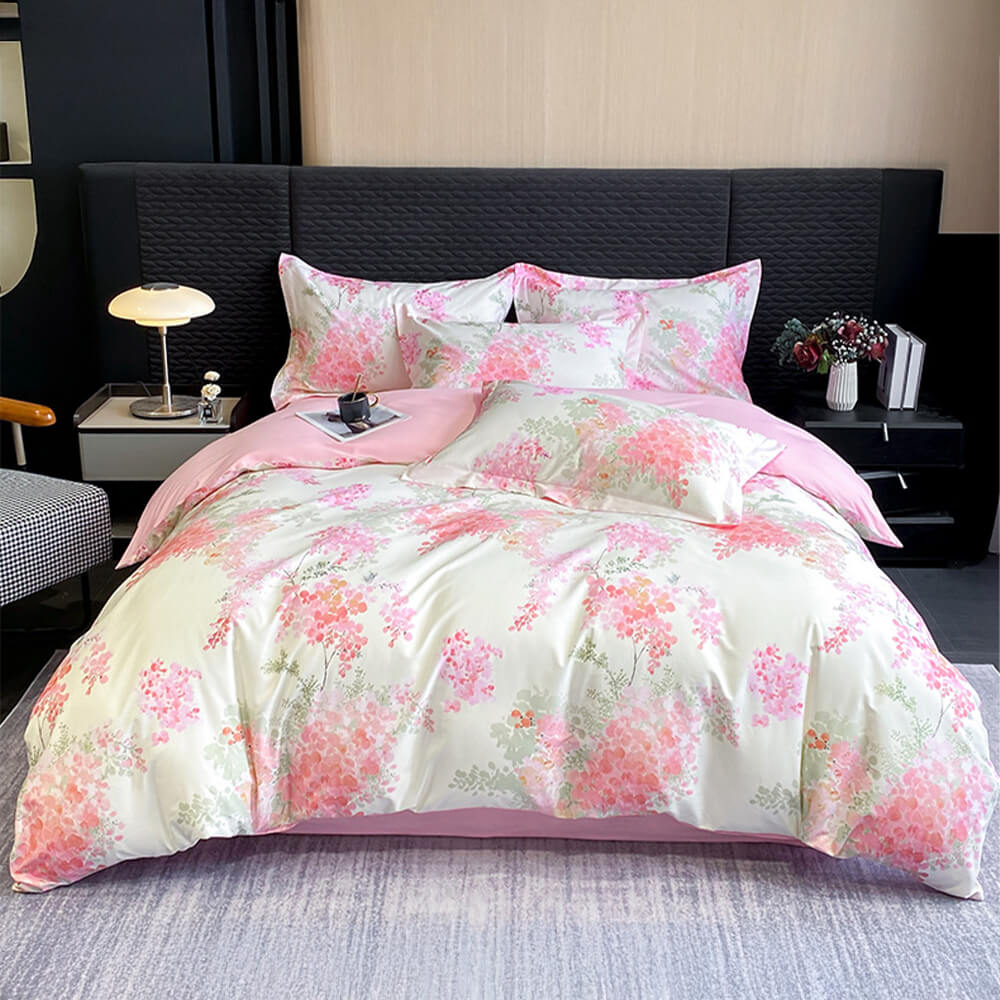 Elegant Oil Painting Style Floral Cotton Bed Sheet Set