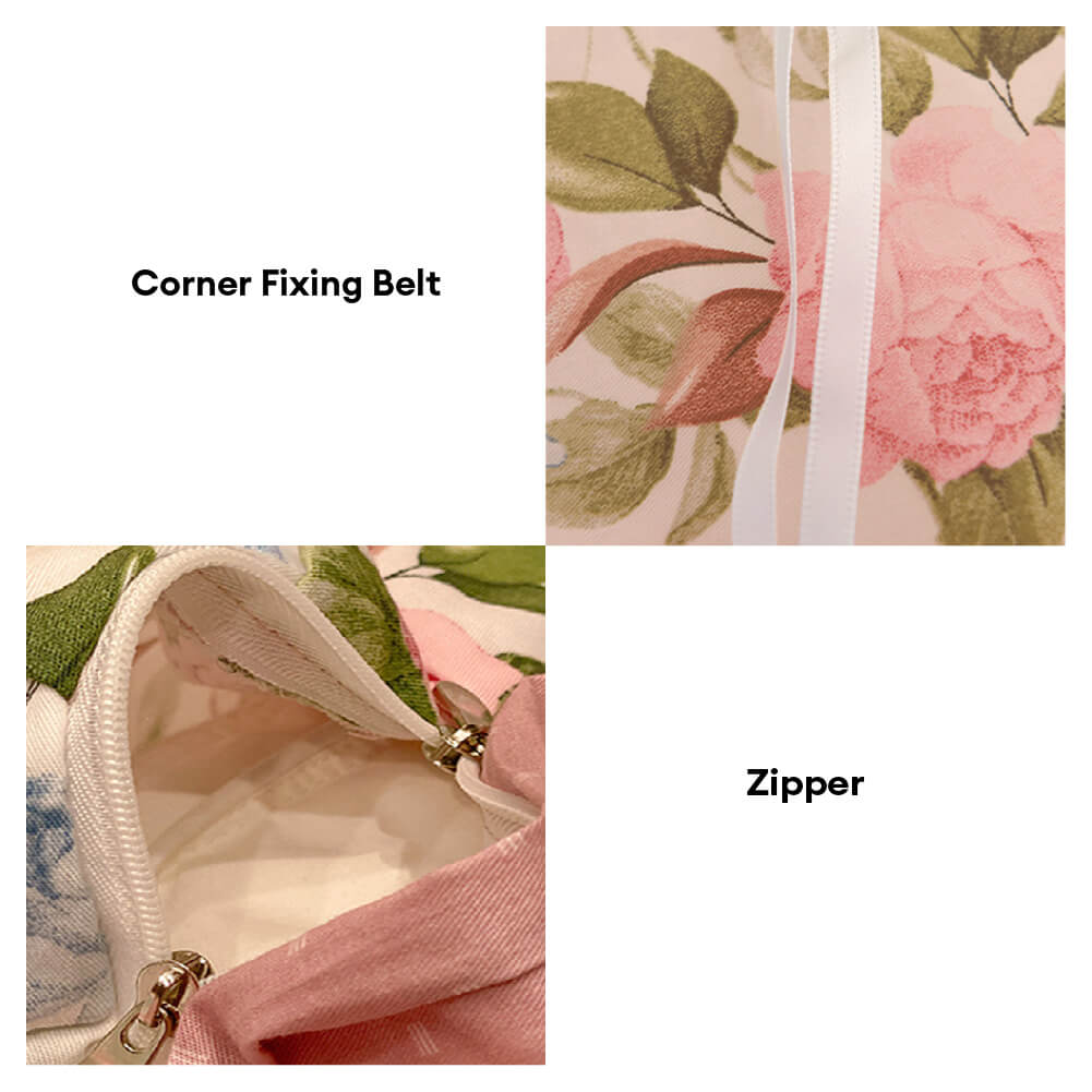 Elegant Ruffled Floral Cotton Bed Sheet Set