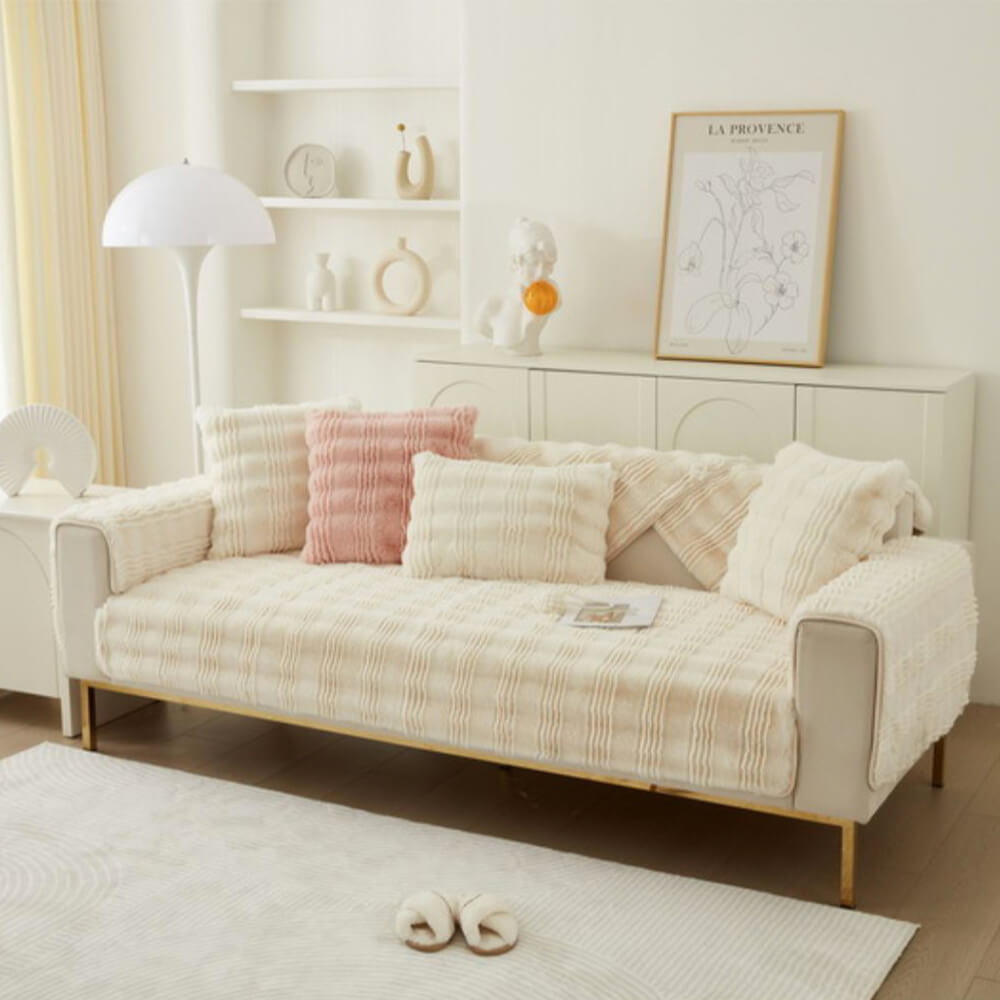 Cubierta moderna y cómoda con el sofá antideslizante de la piel del conejo