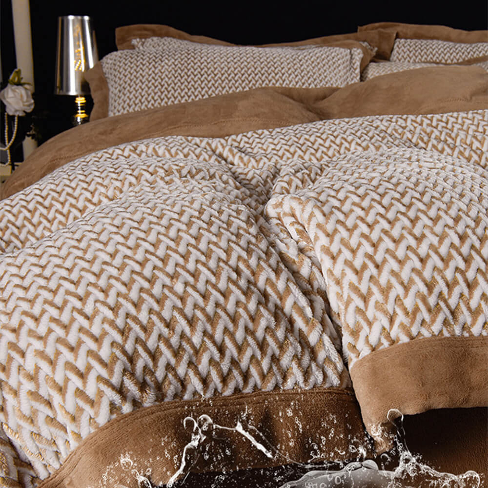 Moderno de dos tonos tejidos tejidos de espiga tibia de la cama de terciopelo de terciopelo