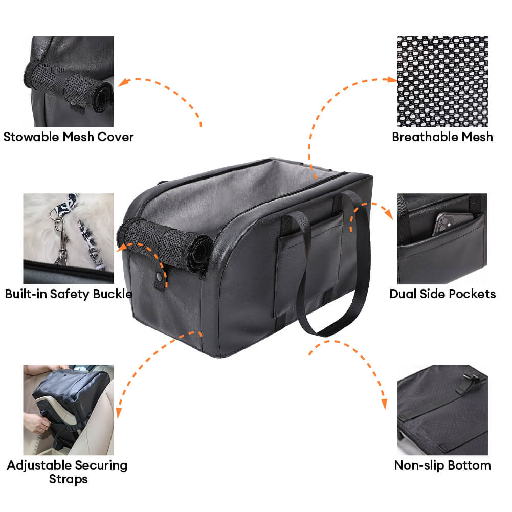 Seguridad de viaje Alegable Elevado Centro de asiento para perros Consola central para perros pequeños