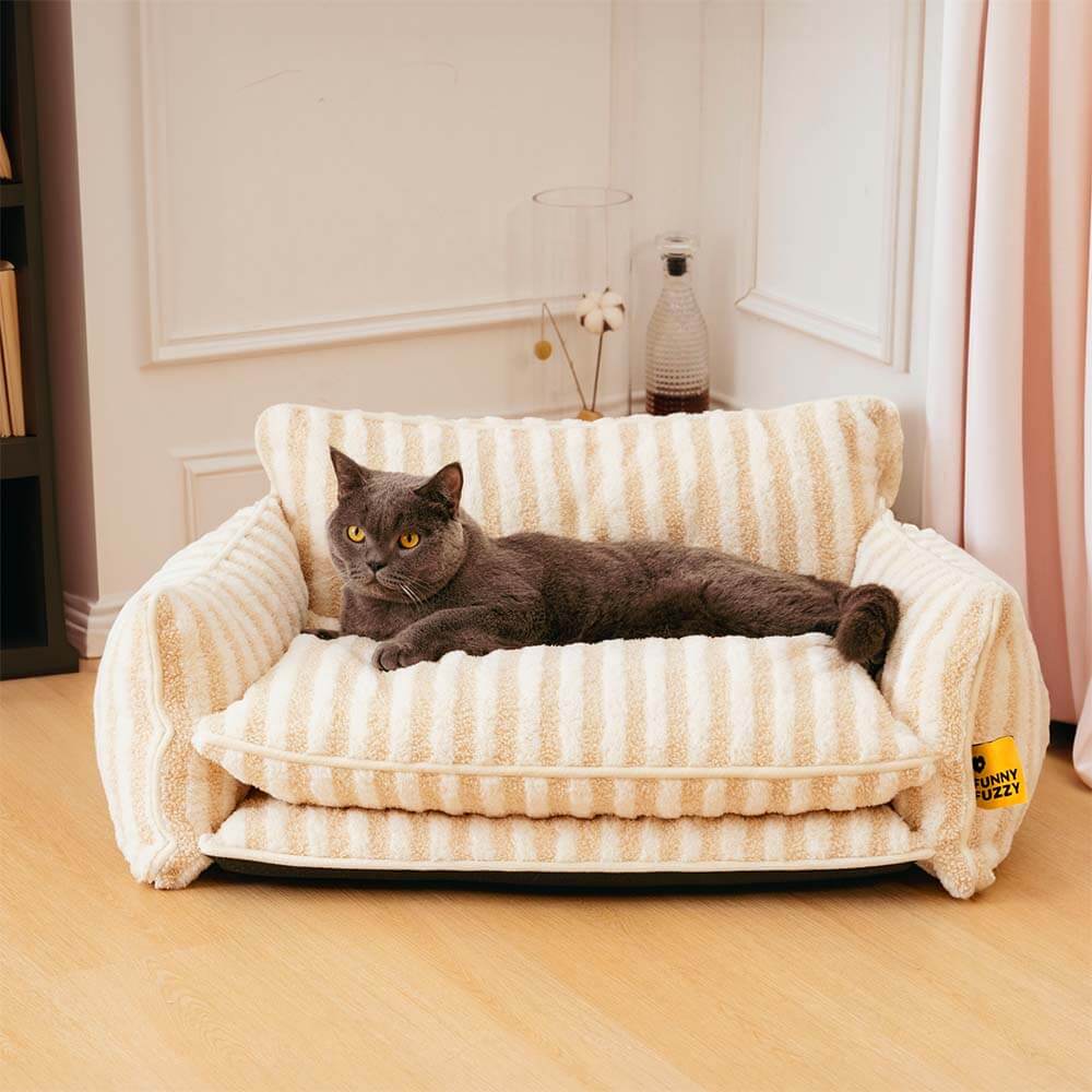 Cama de gato de doble capa de falso a rayas de moda