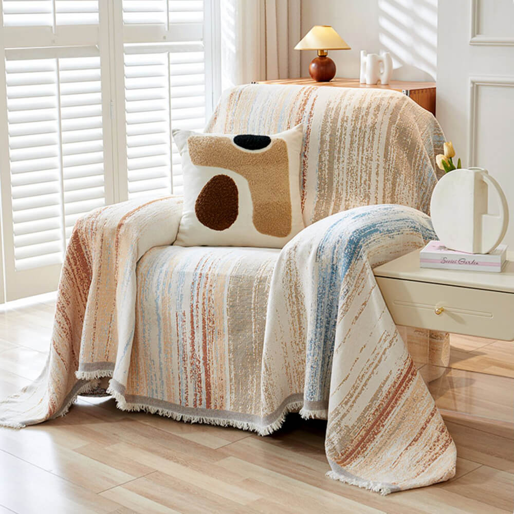 Colorful Rainbow Gradient Full Sofa Drape Throw Couch Cover