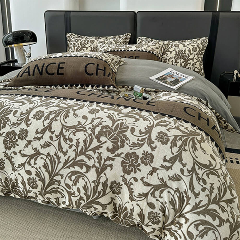 Ensemble de draps de lit chaud antistatique en velours de lait de style européen élégant