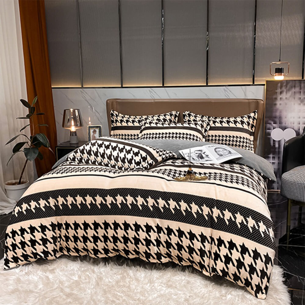 Ensemble de draps de lit chaud antistatique en velours de lait de style européen élégant