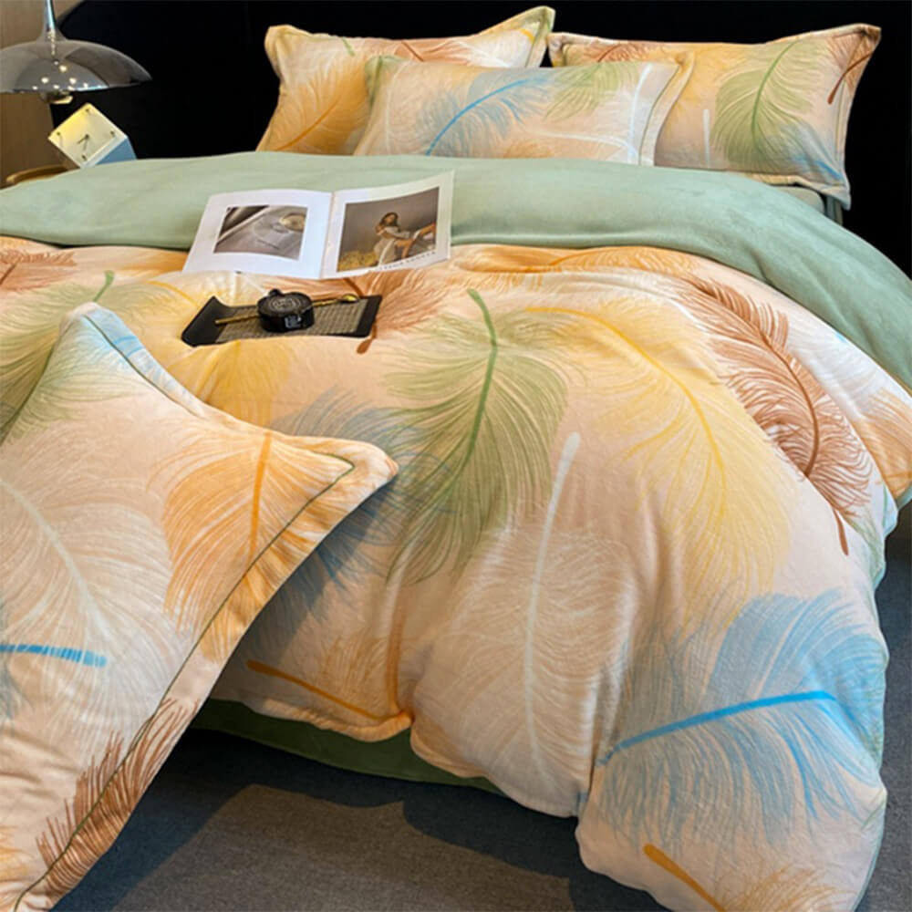 Ensemble de draps de lit chaud antistatique en velours de lait de style européen élégant