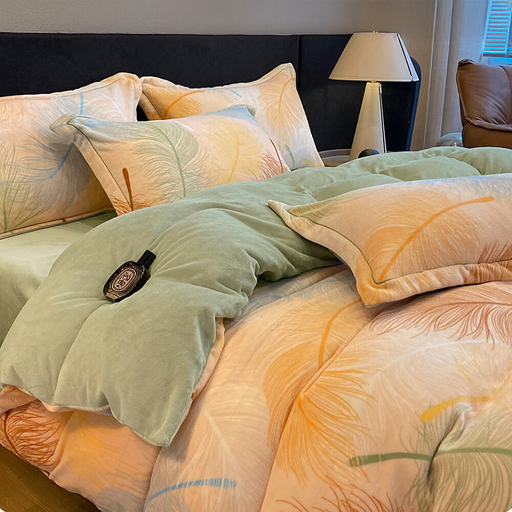 Ensemble de draps de lit chaud antistatique en velours de lait de style européen élégant