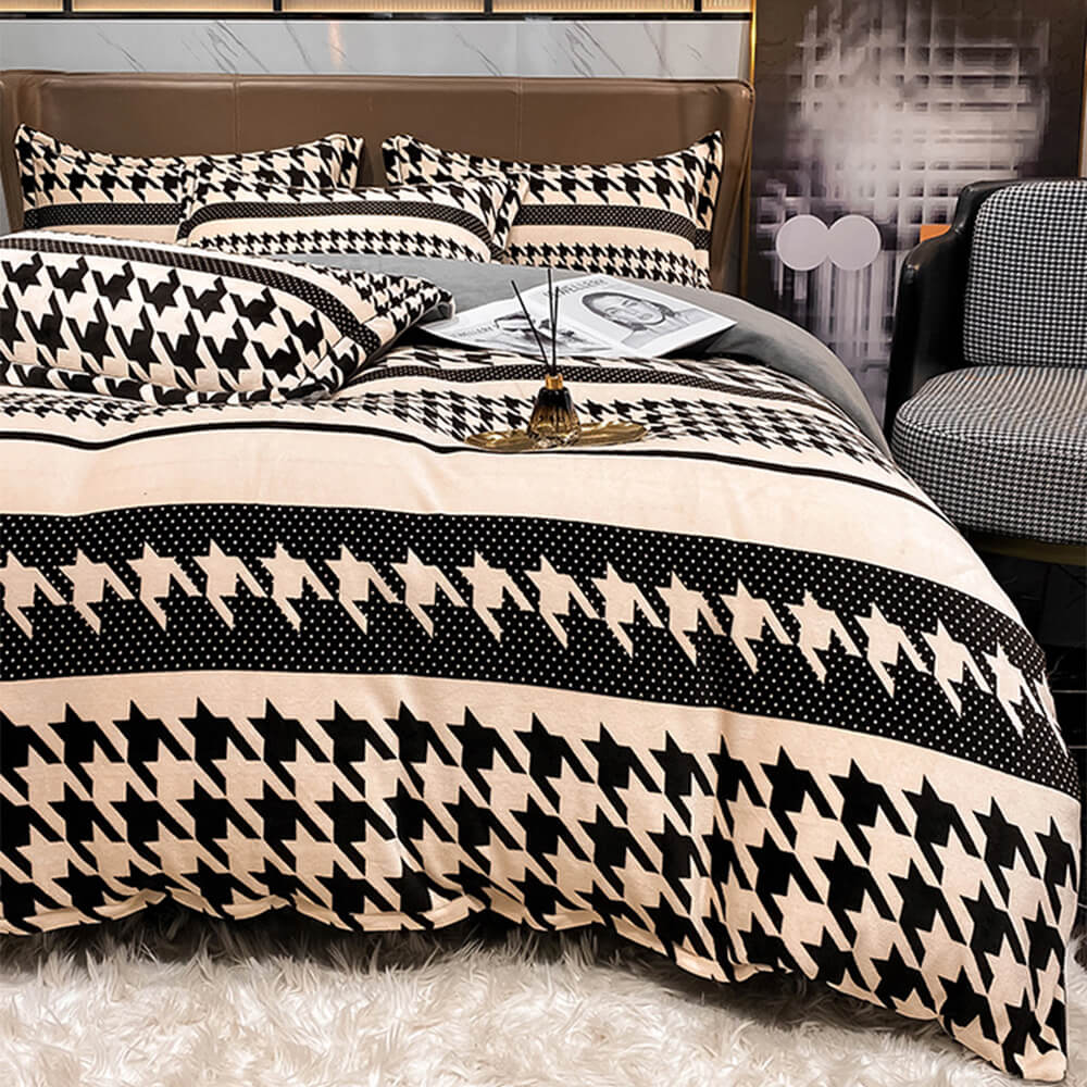 Ensemble de draps de lit chaud antistatique en velours de lait de style européen élégant