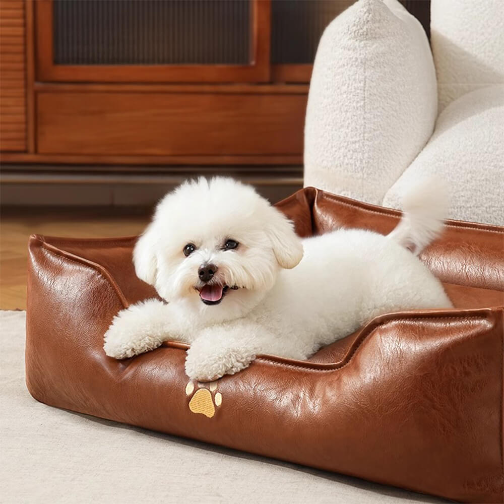 Cama de perros extraíbles de perros extraíbles de cuero de lujo de cuero impermeable