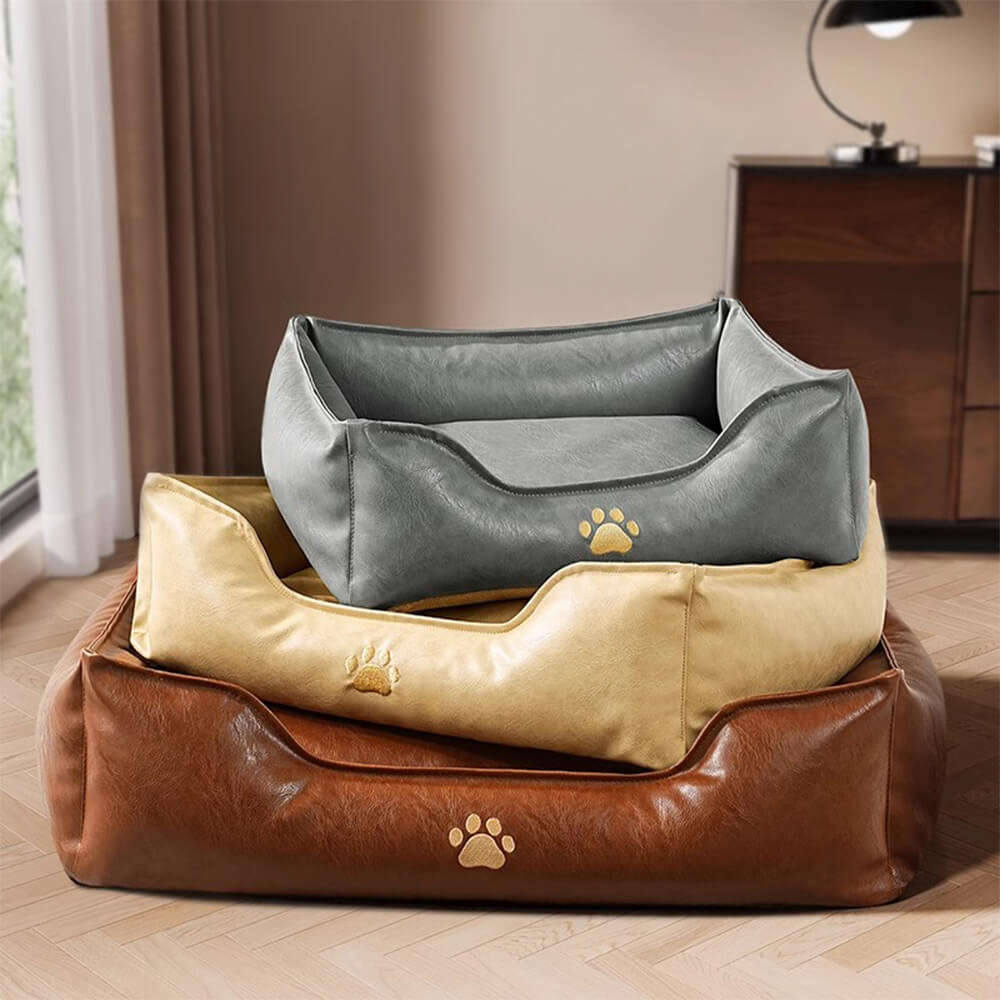 Cama de perros extraíbles de perros extraíbles de cuero de lujo de cuero impermeable
