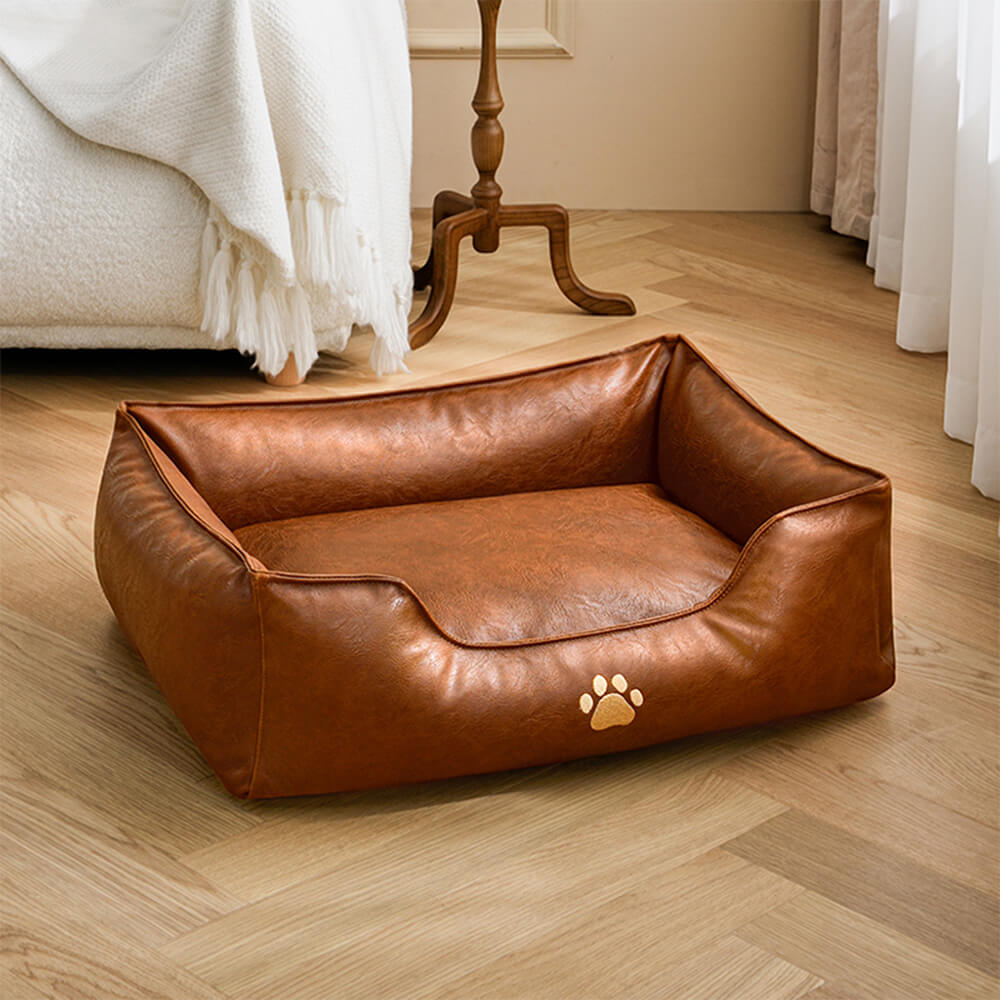 Cama de perros extraíbles de perros extraíbles de cuero de lujo de cuero impermeable