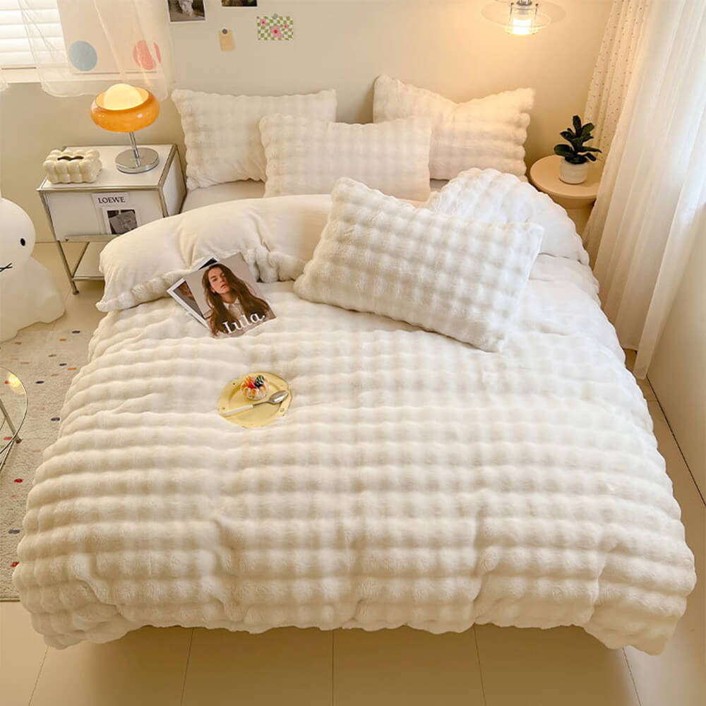 Confort hinchado Faux Faux Rabbit Fur Sedes de cama de piel