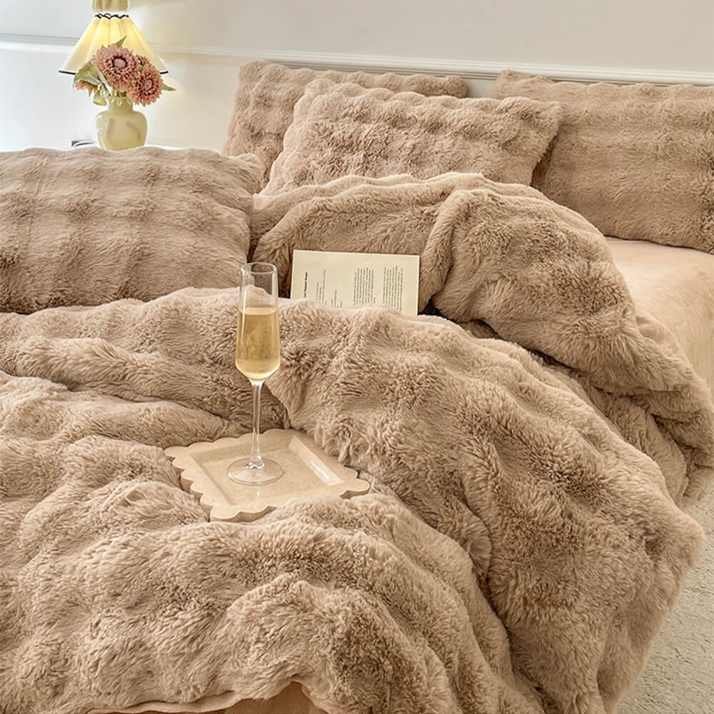 Confort hinchado Faux Faux Rabbit Fur Sedes de cama de piel