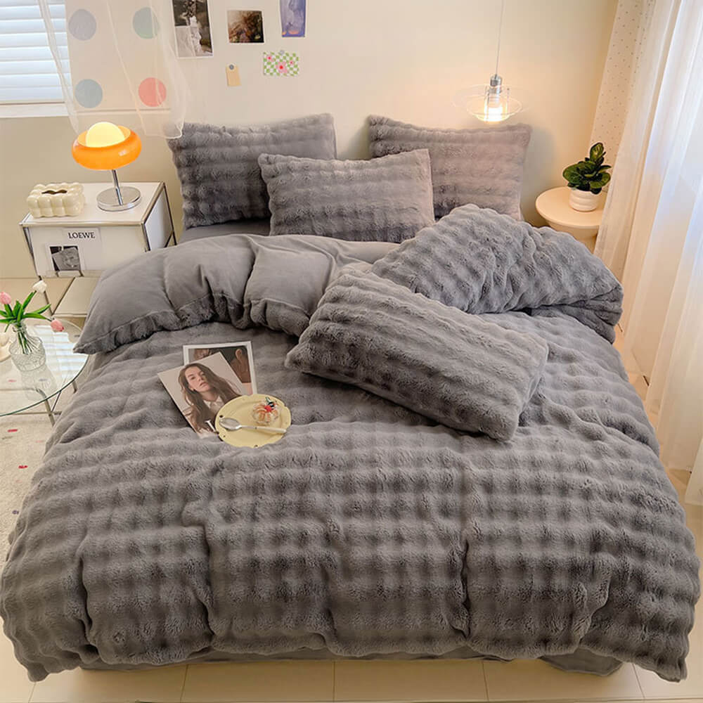 Confort hinchado Faux Faux Rabbit Fur Sedes de cama de piel