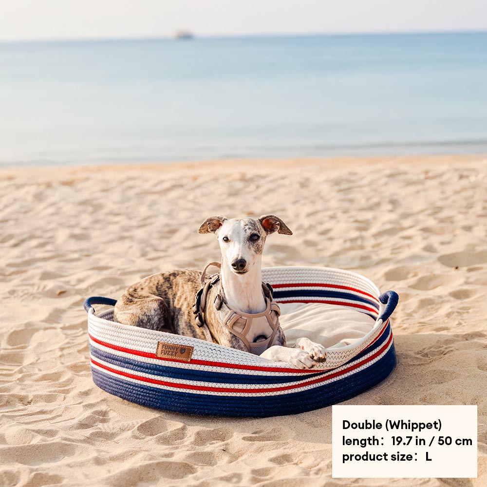 Cama para mascotas calmante de rayas a mano - nido atemporal