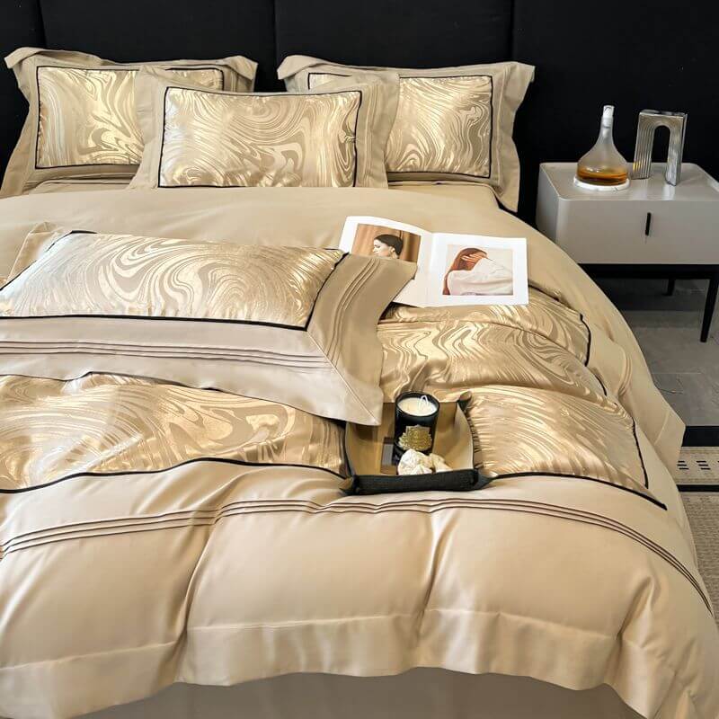 Luxurious Yarn-Count Jacquard Duvet Cover Bed Sheet Set