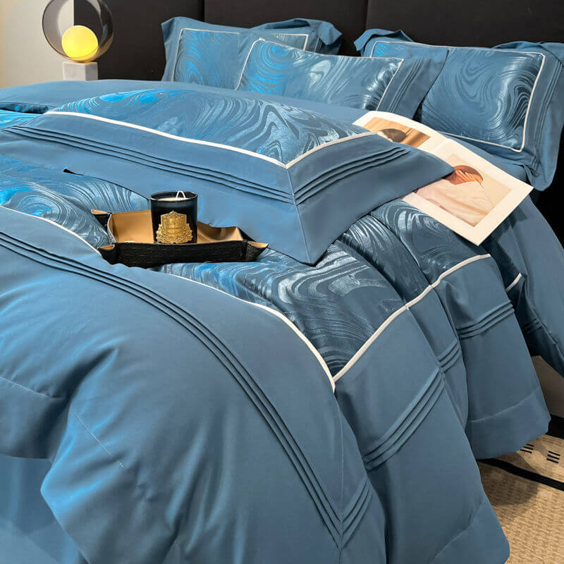 Luxurious Yarn-Count Jacquard Duvet Cover Bed Sheet Set