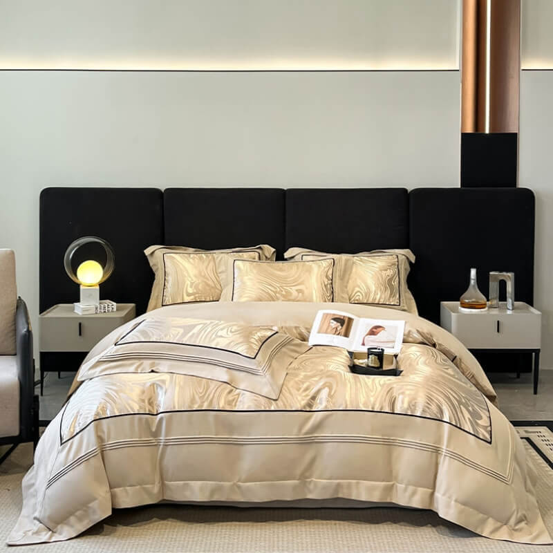 Luxurious Yarn-Count Jacquard Duvet Cover Bed Sheet Set