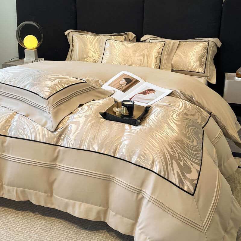 Luxurious Yarn-Count Jacquard Duvet Cover Bed Sheet Set