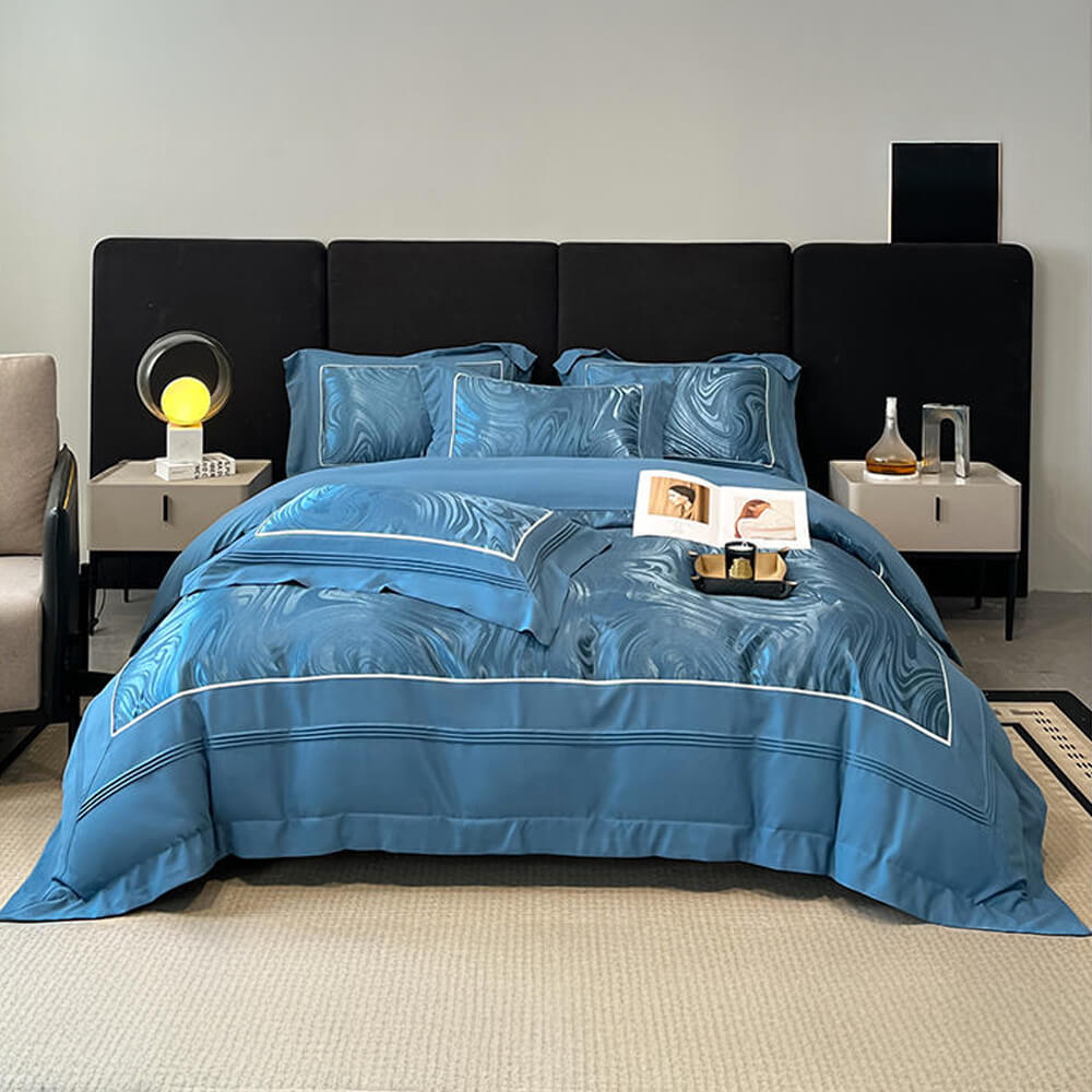 Luxurious Yarn-Count Jacquard Duvet Cover Bed Sheet Set