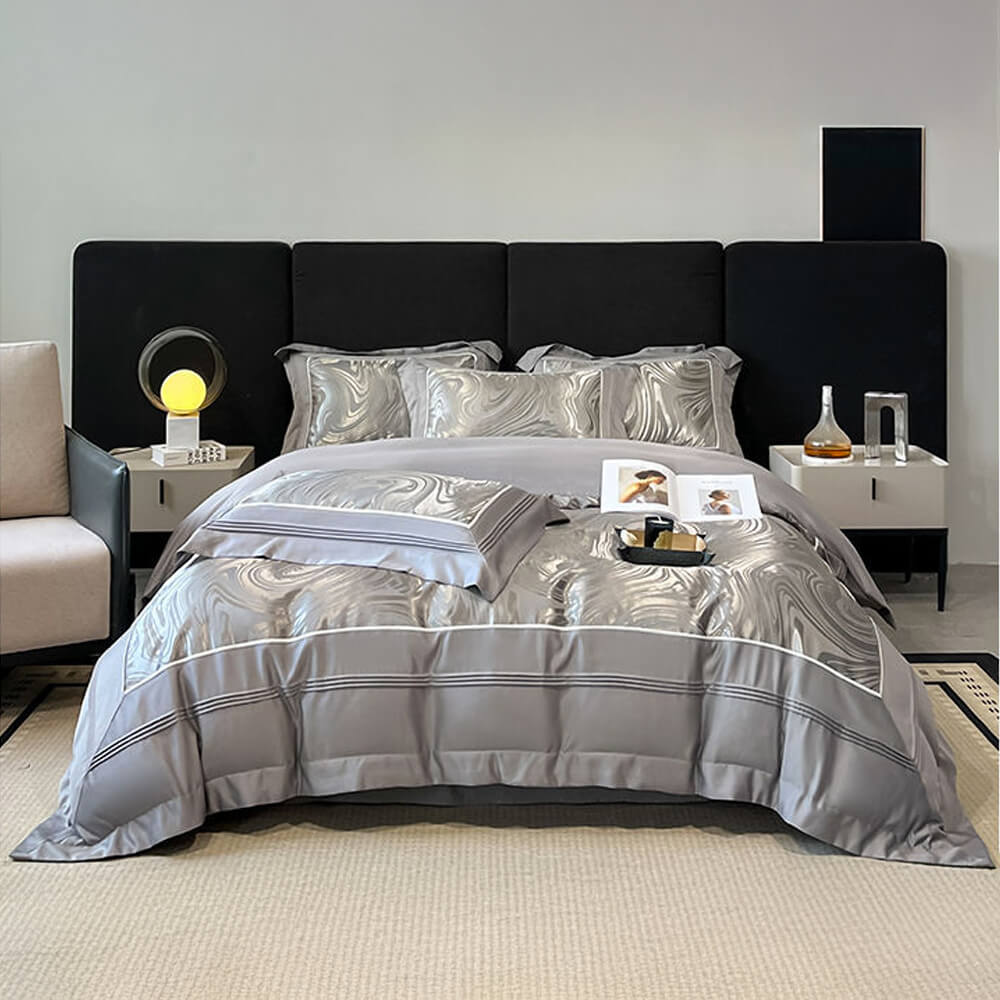 Luxurious Yarn-Count Jacquard Duvet Cover Bed Sheet Set