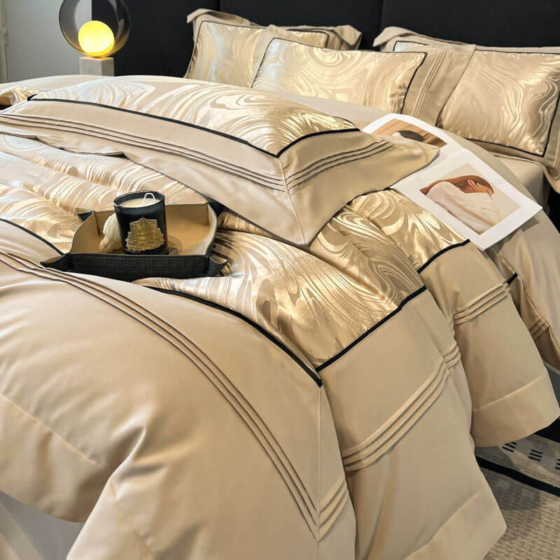 Luxurious Yarn-Count Jacquard Duvet Cover Bed Sheet Set