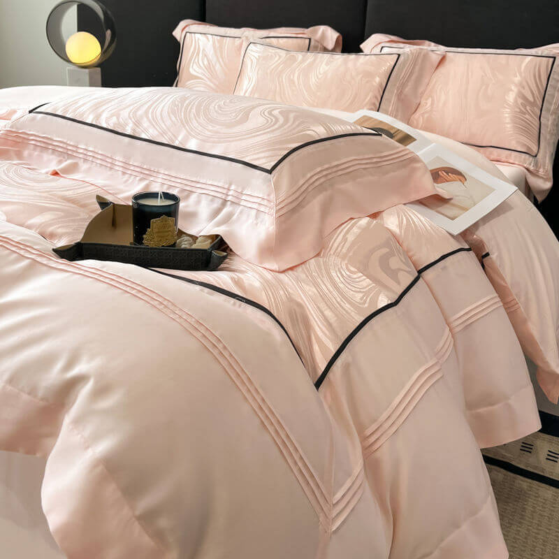 Luxurious Yarn-Count Jacquard Duvet Cover Bed Sheet Set