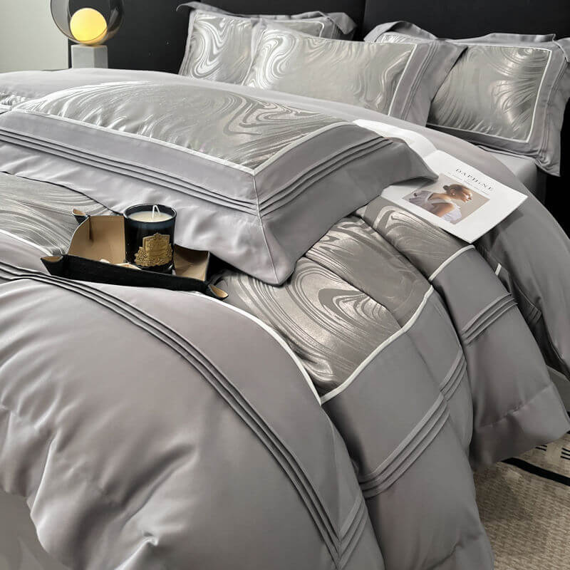 Luxurious Yarn-Count Jacquard Duvet Cover Bed Sheet Set
