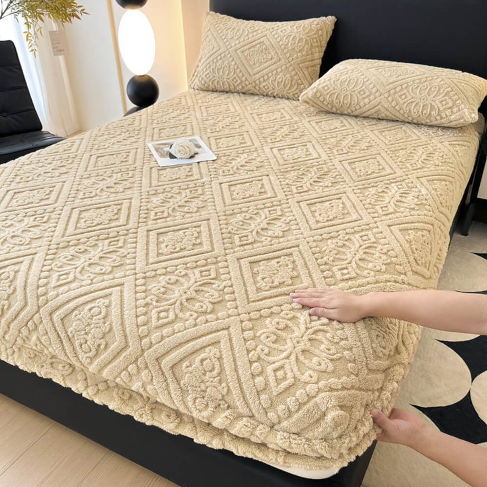 Housse de matelas drap-housse en velours de lait chaud gaufré de style baroque