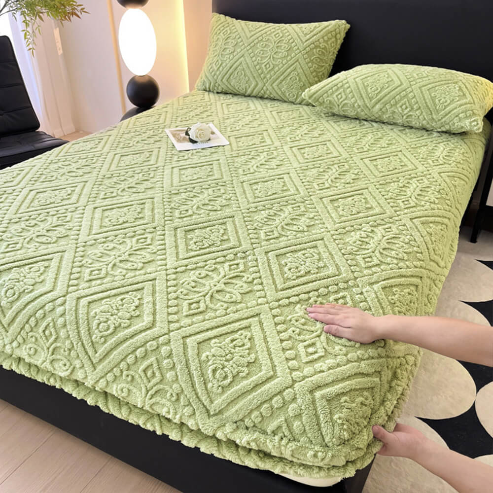 Housse de matelas drap-housse en velours de lait chaud gaufré de style baroque