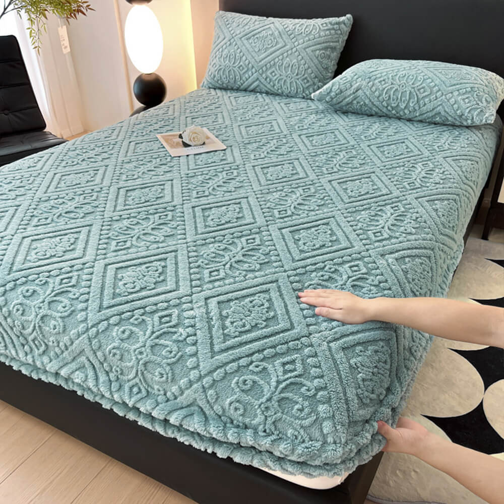 Housse de matelas drap-housse en velours de lait chaud gaufré de style baroque