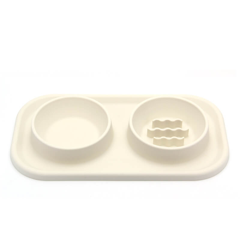 Silicona tazón dual de alimentador lento tazón de mascotas