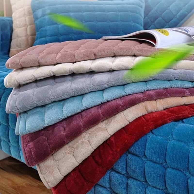 Cubierta de sofá de protección antideslizante de franela cuadrada