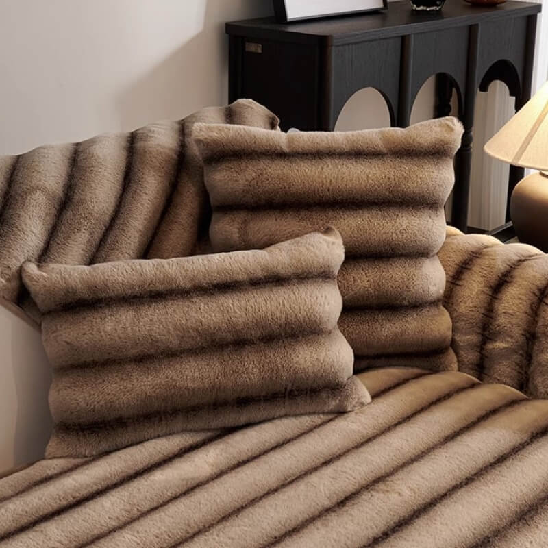 Protector de sofá de piel de conejo sin conejo rayado