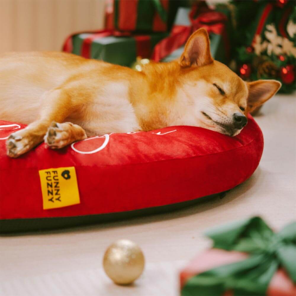 Herzförmiges, festliches Hundebett aus Samt
