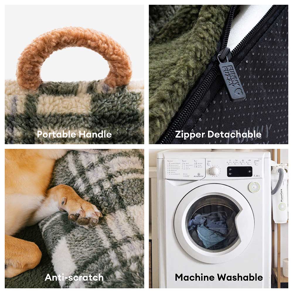 Canapé-lit vintage à carreaux lavable et confortable pour chien et chat