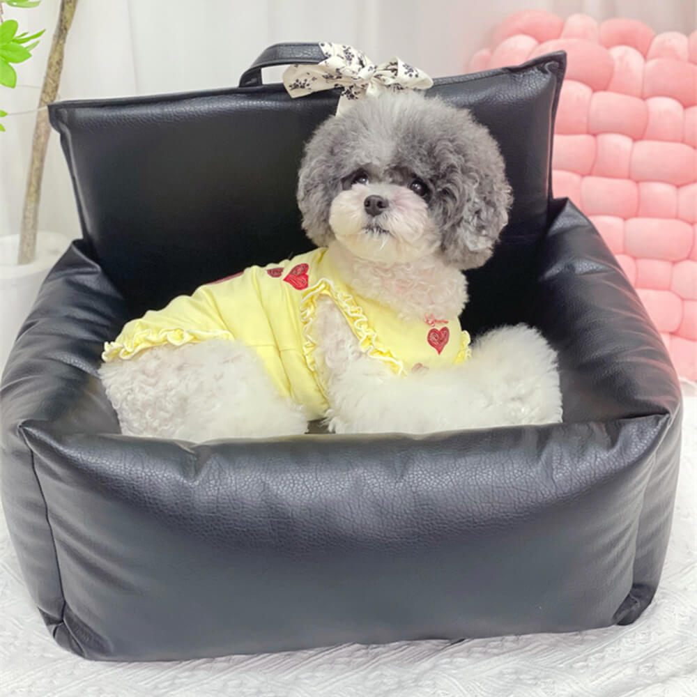 Lit pour chien en similicuir floral vintage, imperméable, anti-rayures, pour chiot