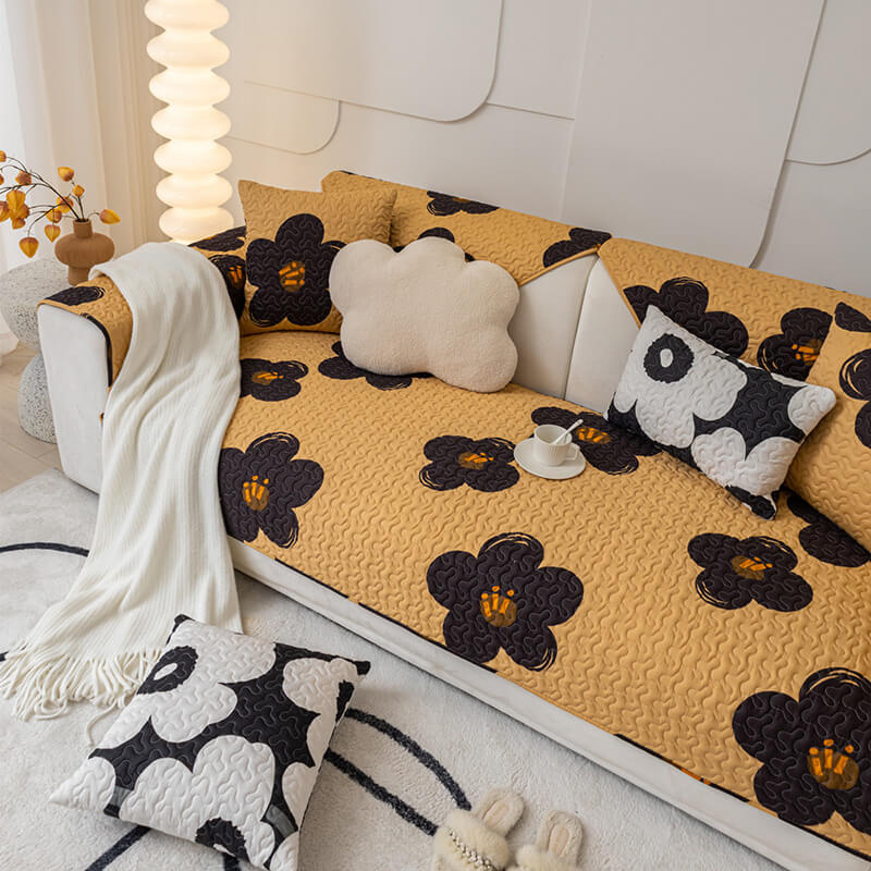 Caramelo MacChiato Algodón Cubierta de sofá sin deslizamiento