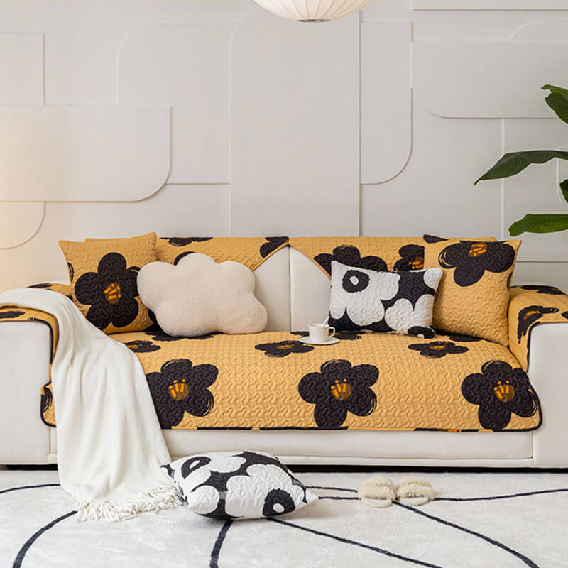 Caramelo MacChiato Algodón Cubierta de sofá sin deslizamiento