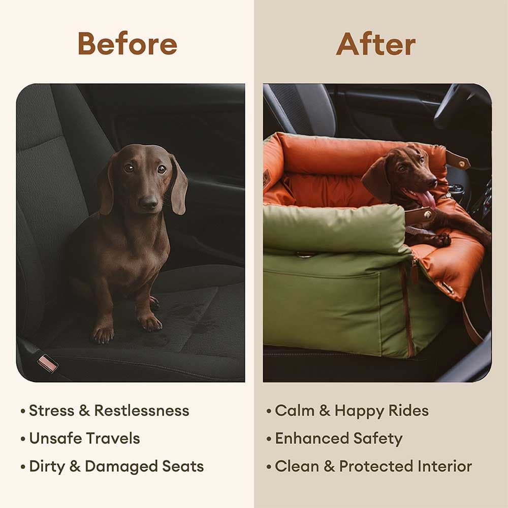 Deluxe-Autositz-Sitzerhöhung für Hunde aus Kunstleder – Urban Voyager