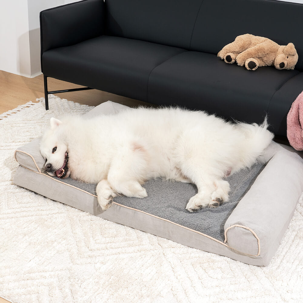Faux Fleece & Suede Full Support Orthopedic Dog Bed - FUNNYFUZZY