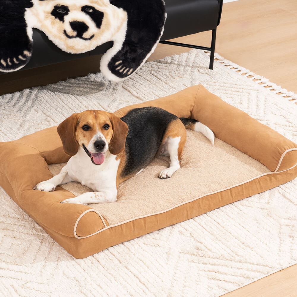 Faux Fleece & Suede Full Support Orthopedic Dog Bed - FUNNYFUZZY