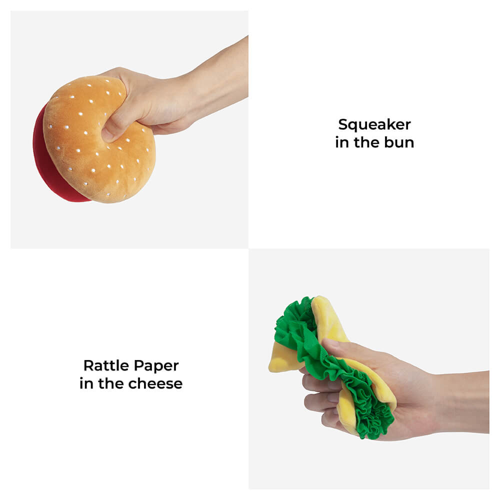 Plush Squeaky Dog Toy - Big Mac - FUNNYFUZZY