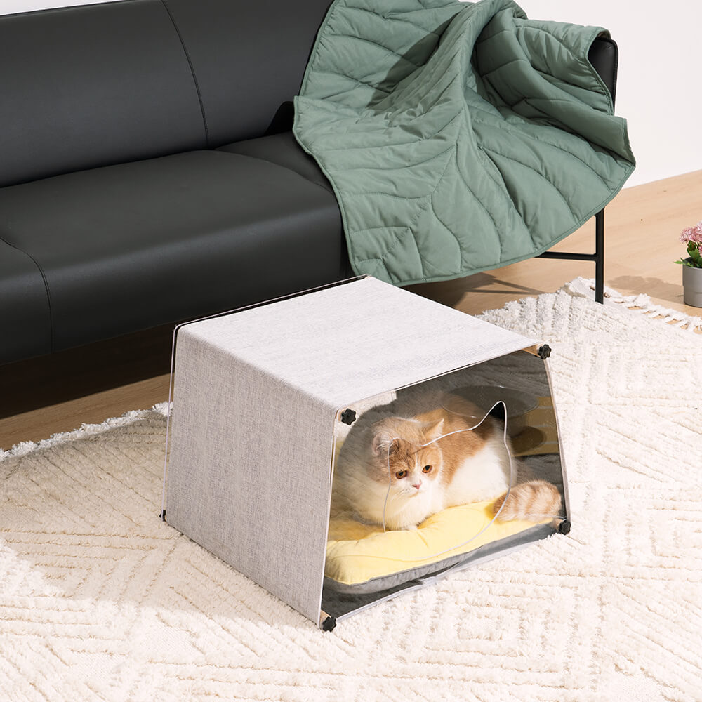 Acrylic Indoor Simple Solid Wood Structure Cat House - FUNNYFUZZY
