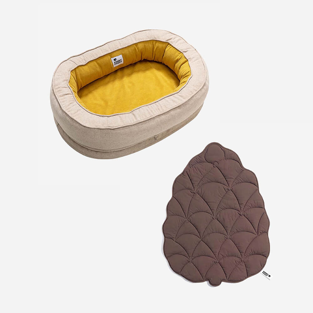 Leaf Shape Dog Blanket With Donut Dog Bed Luxury Dog Gifts - FUNNYFUZZY