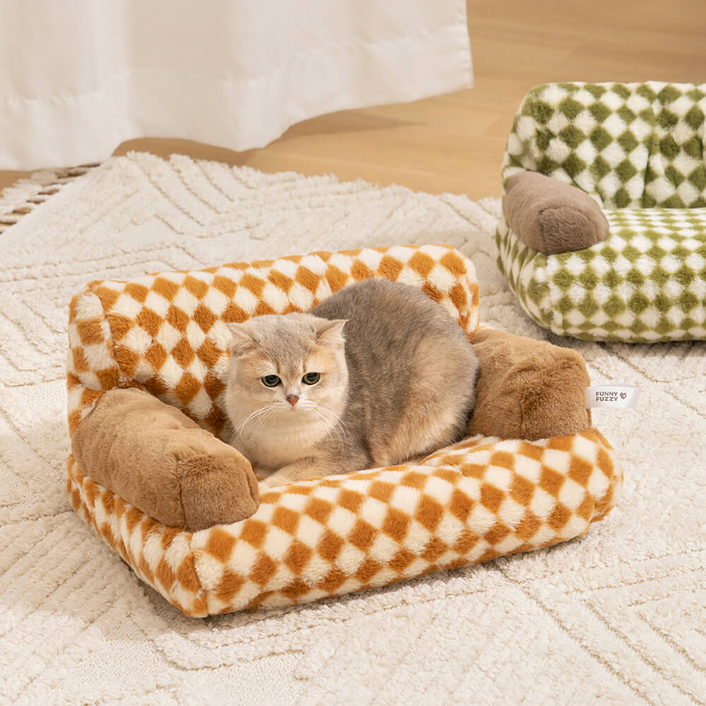 Vintage Leisure Diamond Dog & Cat Sofa Bed - FUNNYFUZZY