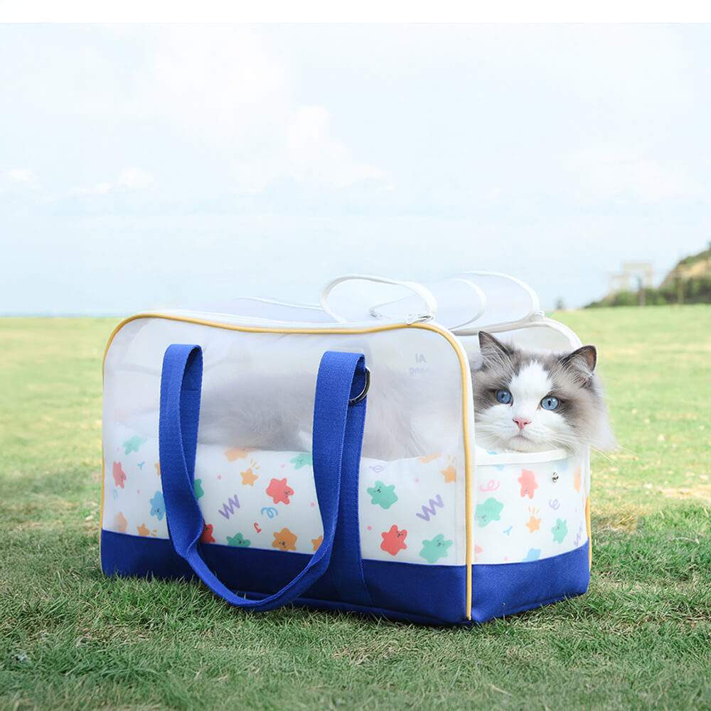 Soft-Sided Breathable Multifunctional Travel Pet Carrier Bag with Bottom Pad