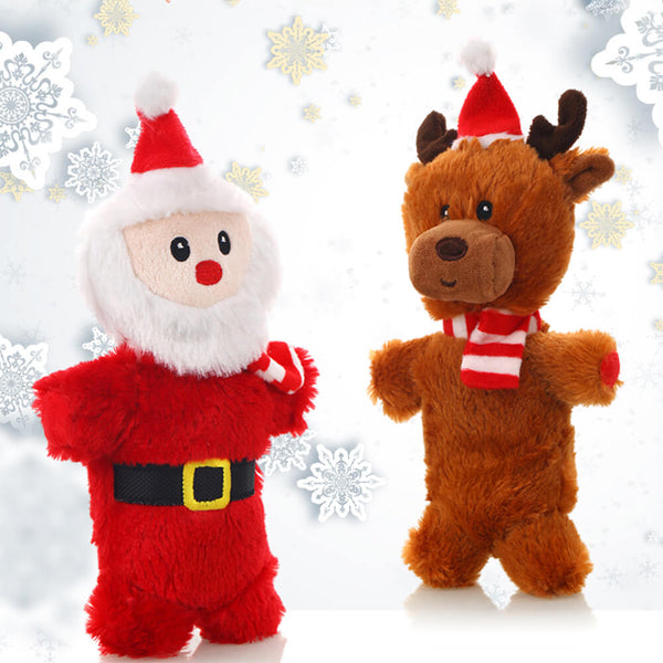 Poupée de noël père noël, jouet interactif en peluche pour chien, couineur Durable